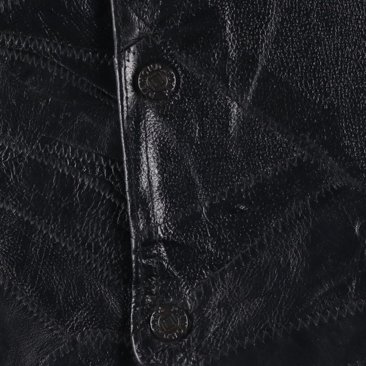 Big Size Diamond Plate Buffalo Leather Vest with Stars and Stripes/Eagle Pattern, Lace-Up, Men's XXXXL Equivalent genuine leather black type Vintage Second Hand