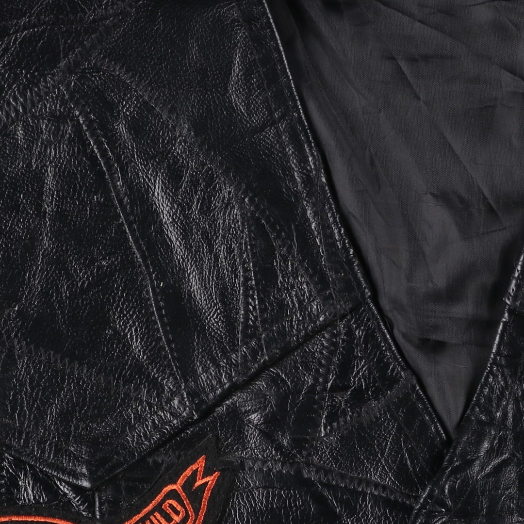Big Size Diamond Plate Buffalo Leather Vest with Stars and Stripes/Eagle Pattern, Lace-Up, Men's XXXXL Equivalent genuine leather black type Vintage Second Hand