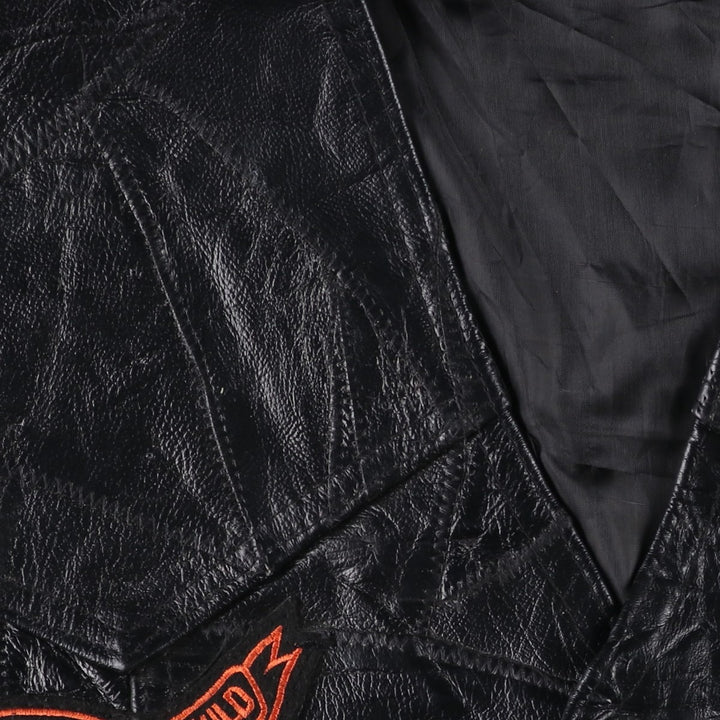 Big Size Diamond Plate Buffalo Leather Vest with Stars and Stripes/Eagle Pattern, Lace-Up, Men's XXXXL Equivalent genuine leather black type Vintage Second Hand