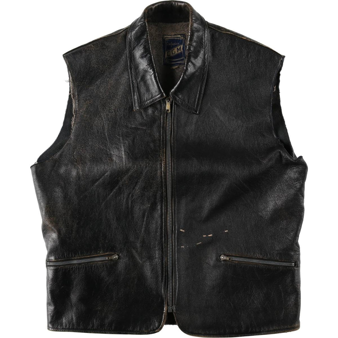 CGM Leather Vest, Men's Size M (Equivalent), Vintage unclear black type Vintage Second Hand