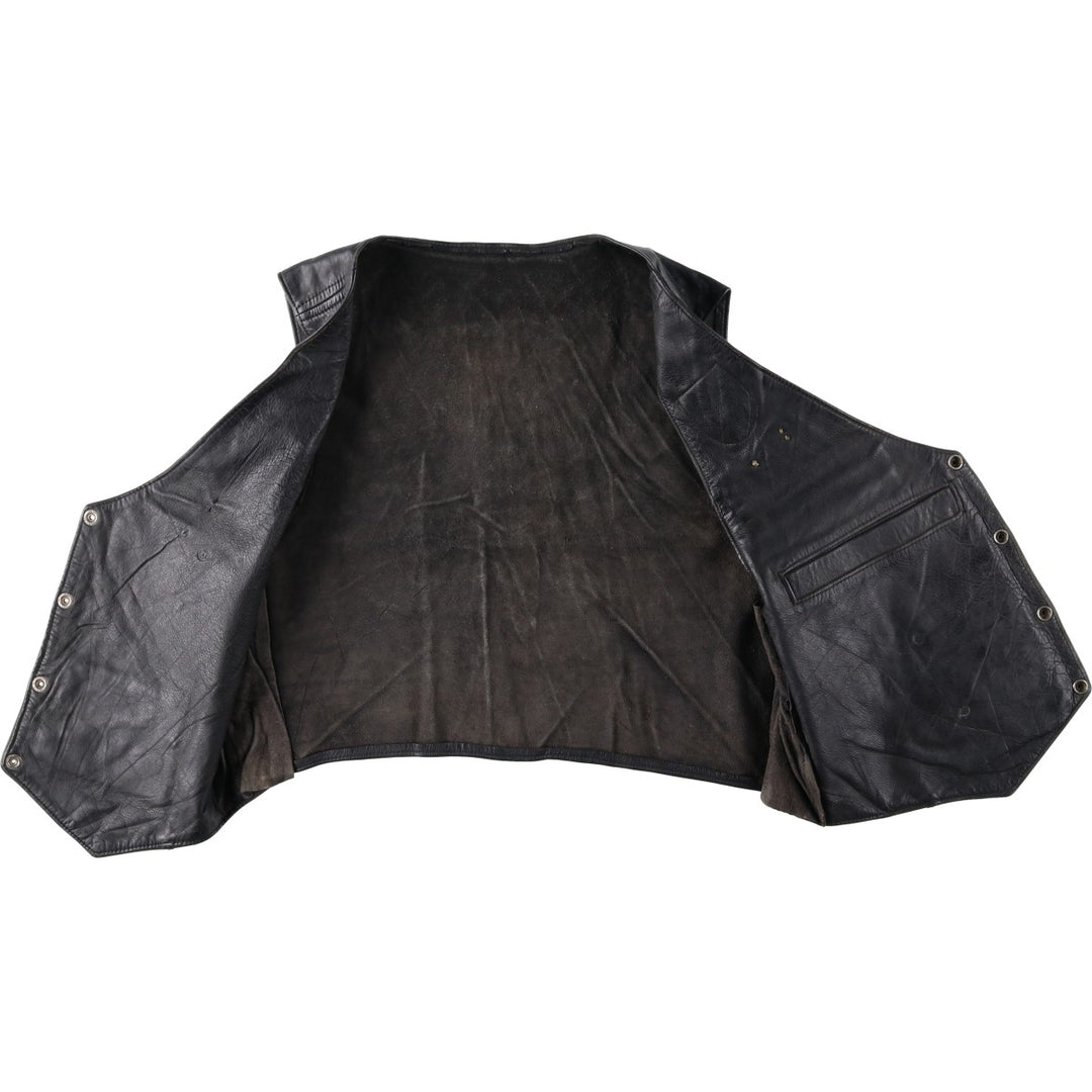National flag pattern lace-up leather vest, men's size M. unclear black type Vintage Second Hand