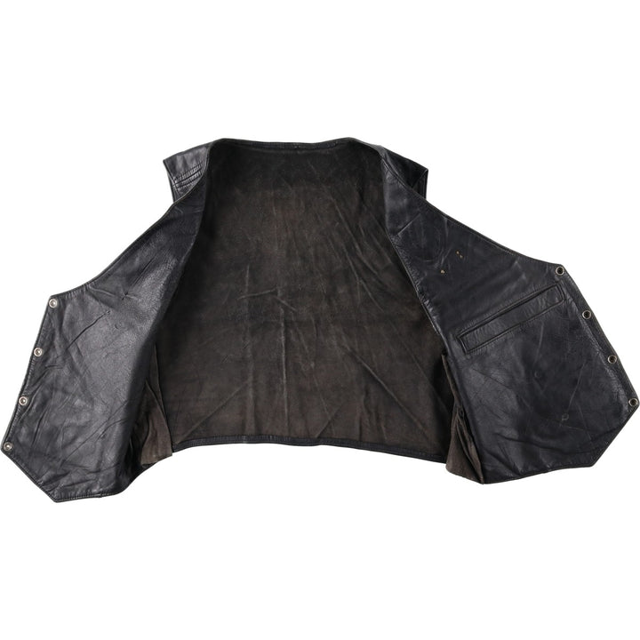 National flag pattern lace-up leather vest, men's size M. unclear black type Vintage Second Hand
