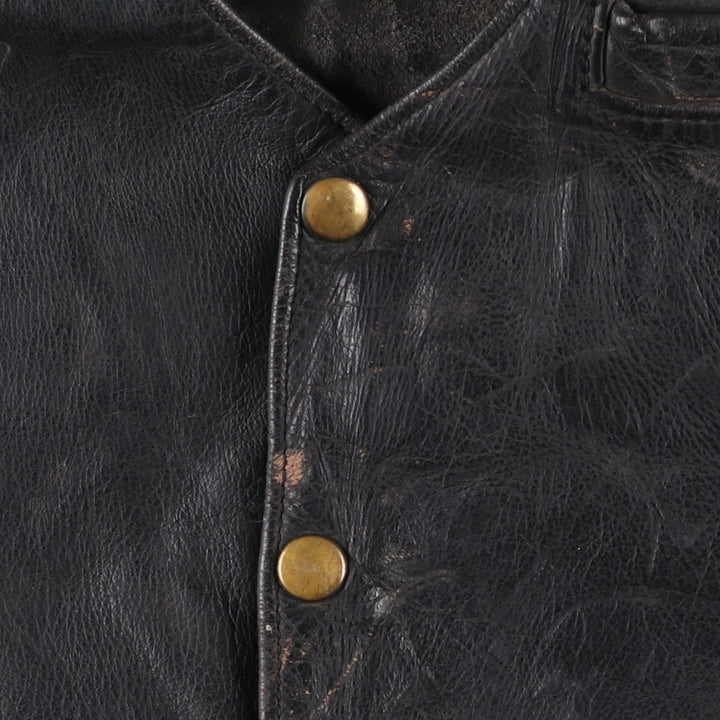 National flag pattern lace-up leather vest, men's size M. unclear black type Vintage Second Hand