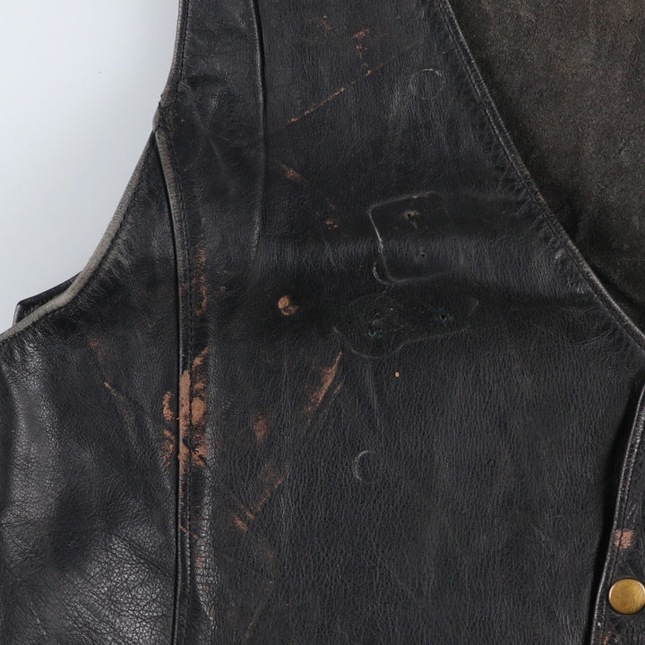 National flag pattern lace-up leather vest, men's size M. unclear black type Vintage Second Hand