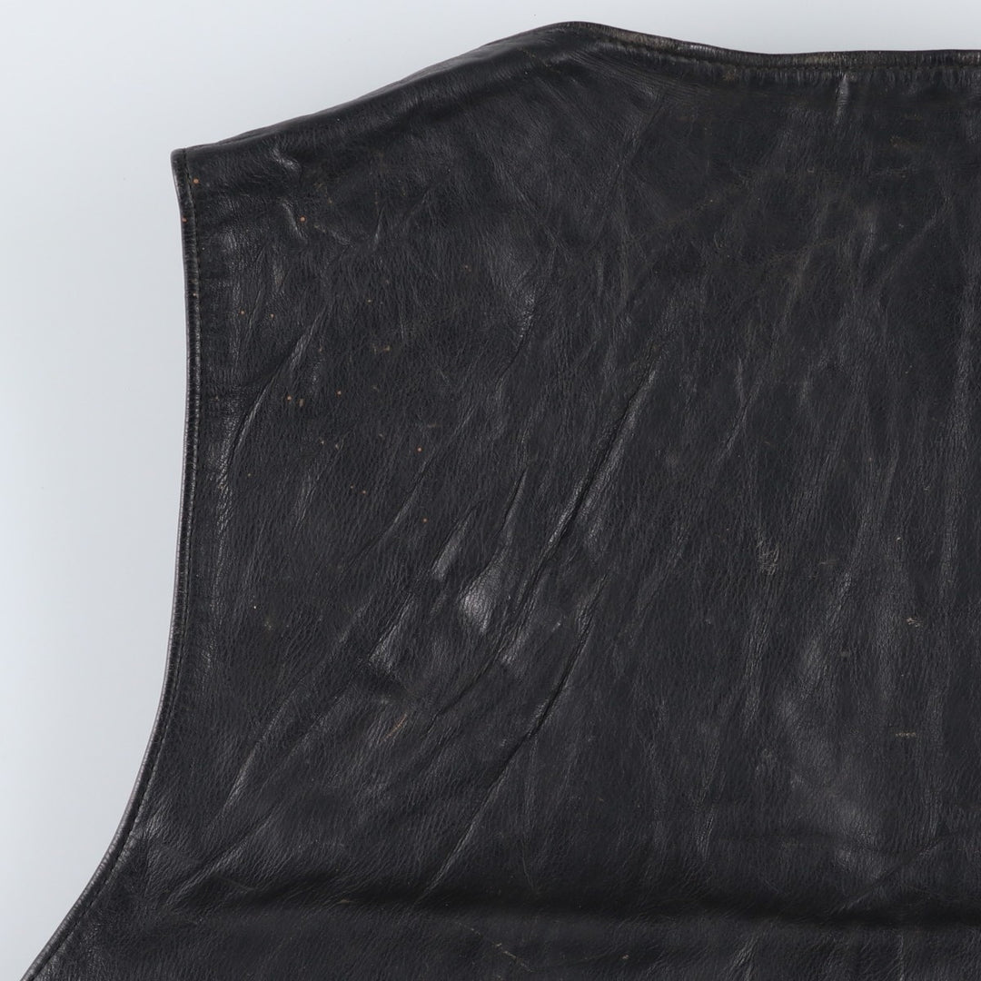 National flag pattern lace-up leather vest, men's size M. unclear black type Vintage Second Hand