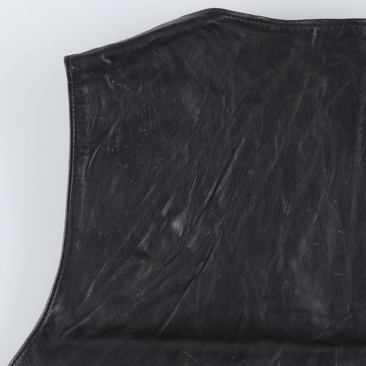 National flag pattern lace-up leather vest, men's size M. unclear black type Vintage Second Hand
