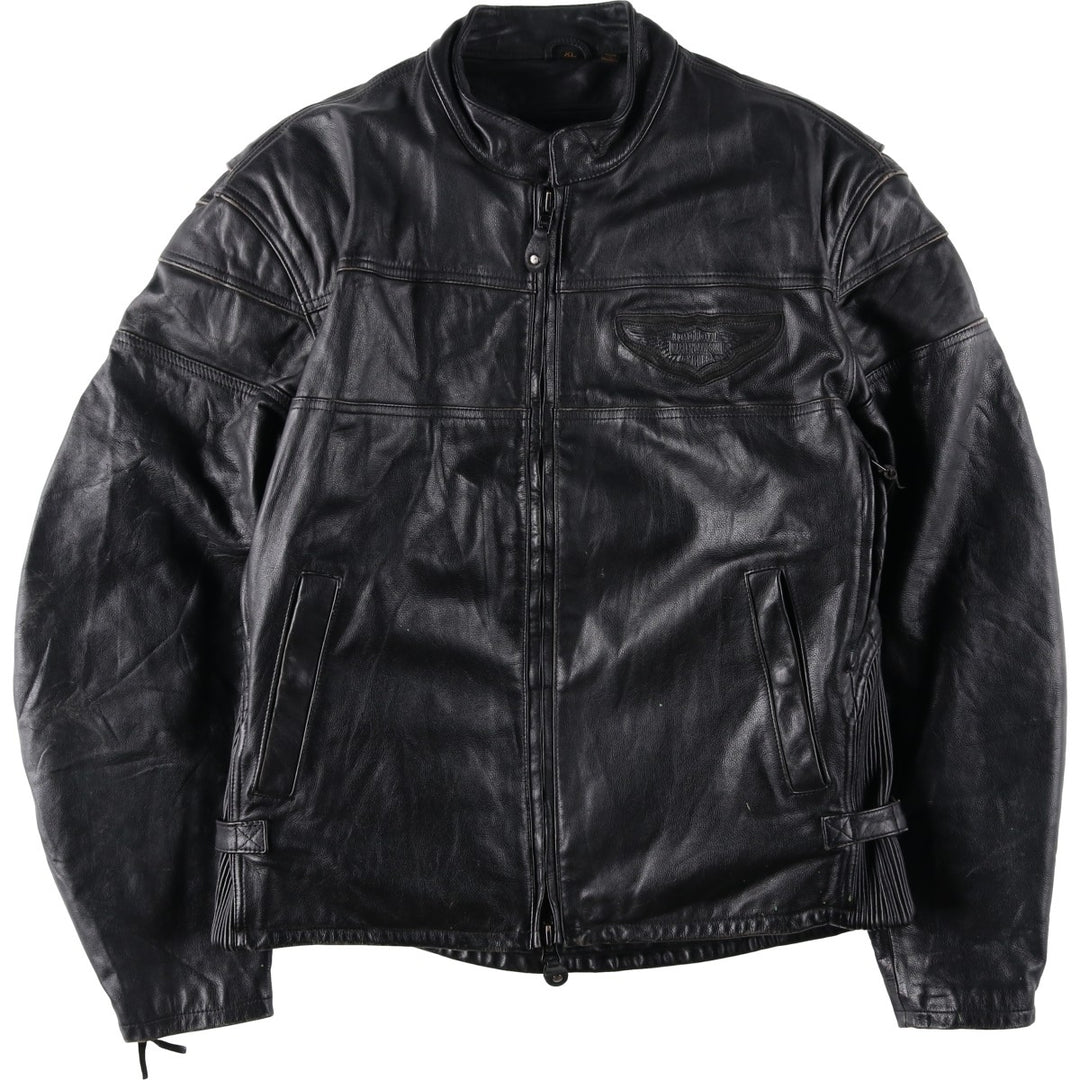 Harley-Davidson Single Rider Jacket, Men's XL genuine leather black type Vintage Second Hand