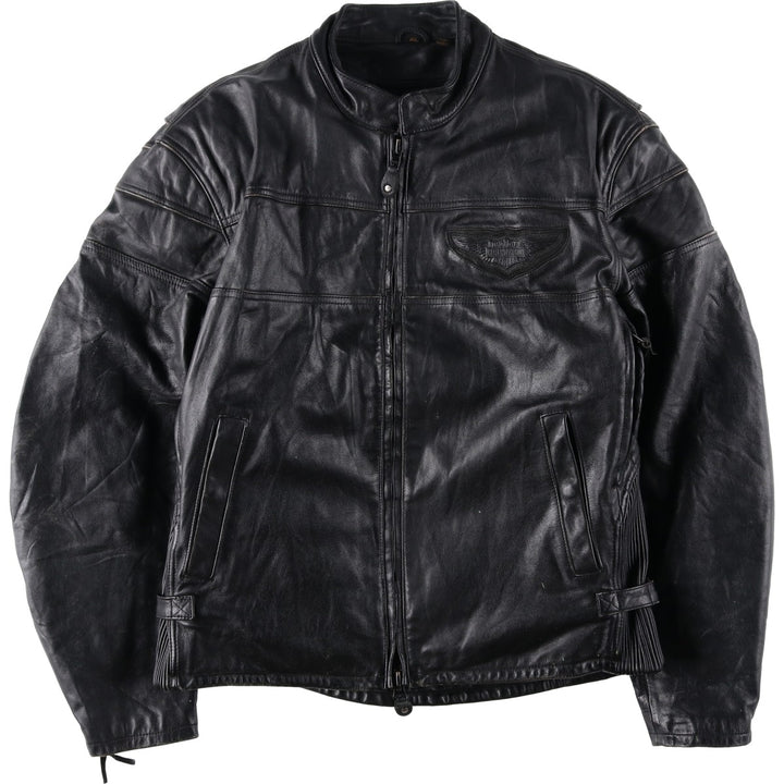 Harley-Davidson Single Rider Jacket, Men's XL genuine leather black type Vintage Second Hand