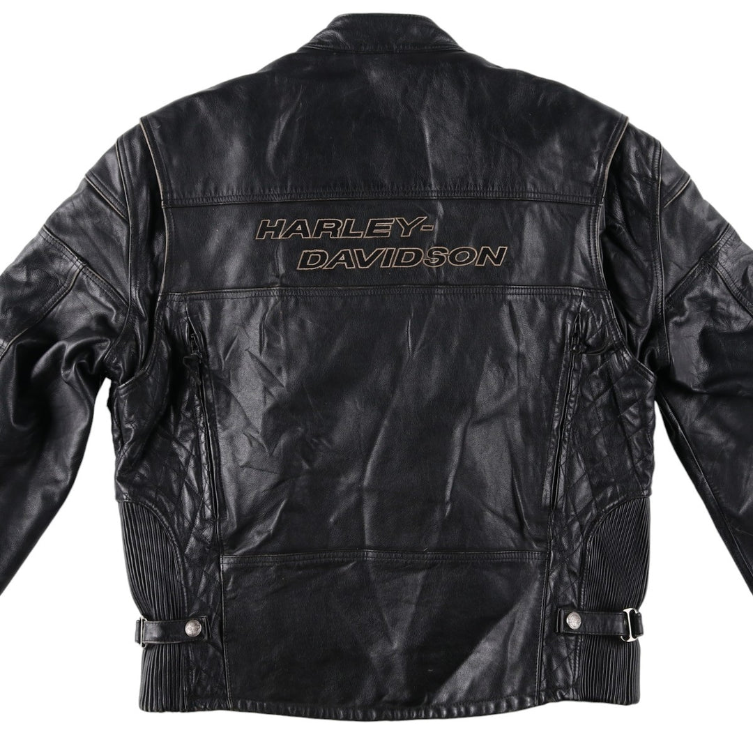 Harley-Davidson Single Rider Jacket, Men's XL genuine leather black type Vintage Second Hand