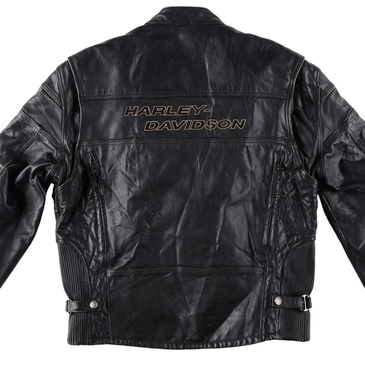 Harley-Davidson Single Rider Jacket, Men's XL genuine leather black type Vintage Second Hand