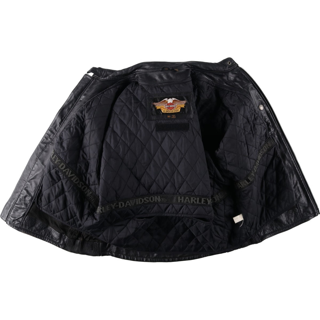Harley-Davidson Single Rider Jacket, Men's XL genuine leather black type Vintage Second Hand