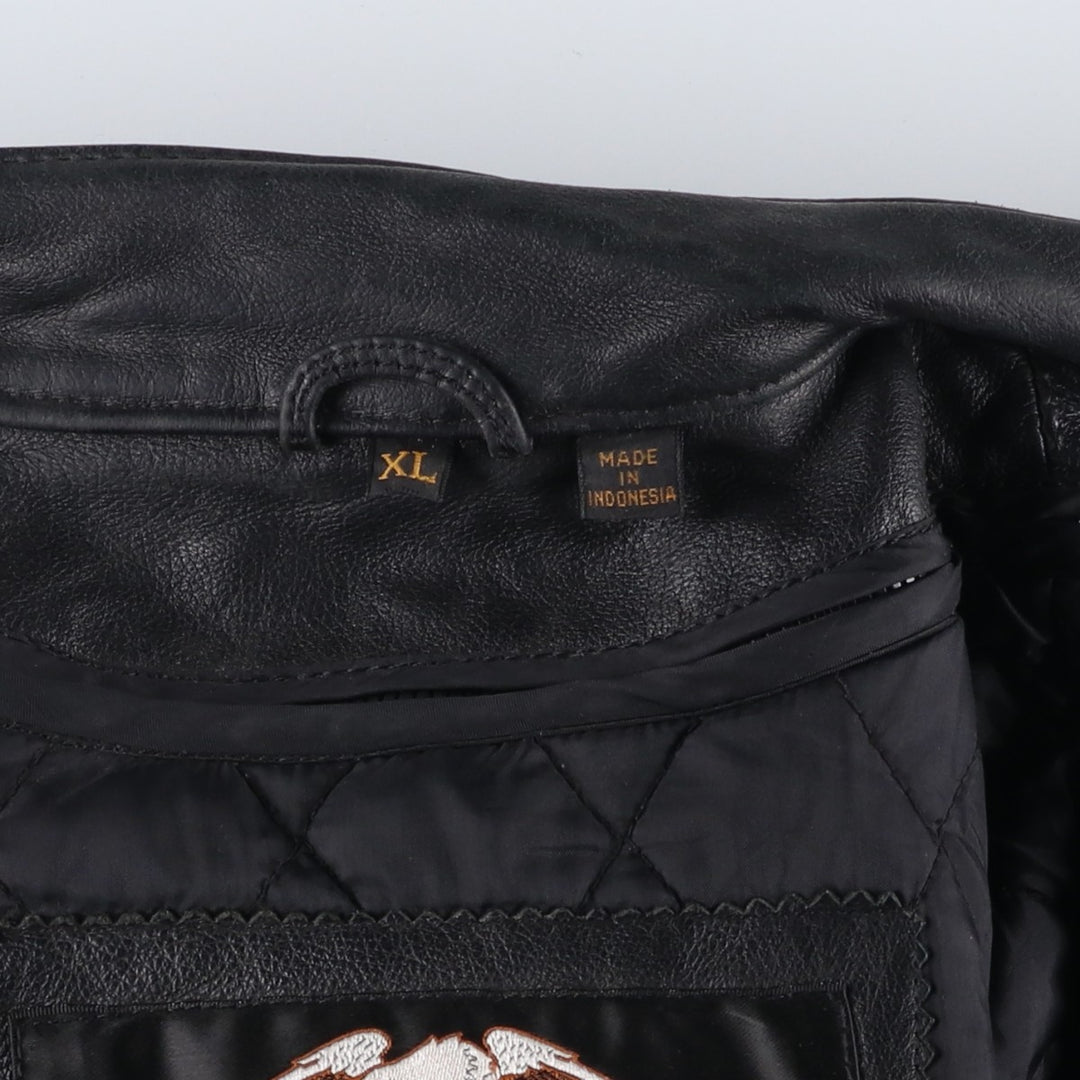 Harley-Davidson Single Rider Jacket, Men's XL genuine leather black type Vintage Second Hand