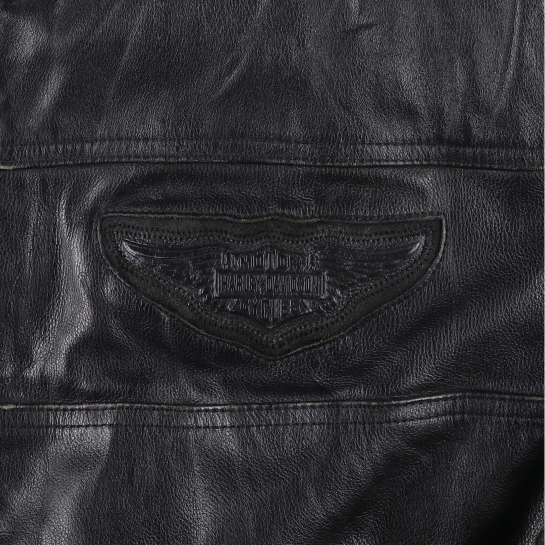 Harley-Davidson Single Rider Jacket, Men's XL genuine leather black type Vintage Second Hand