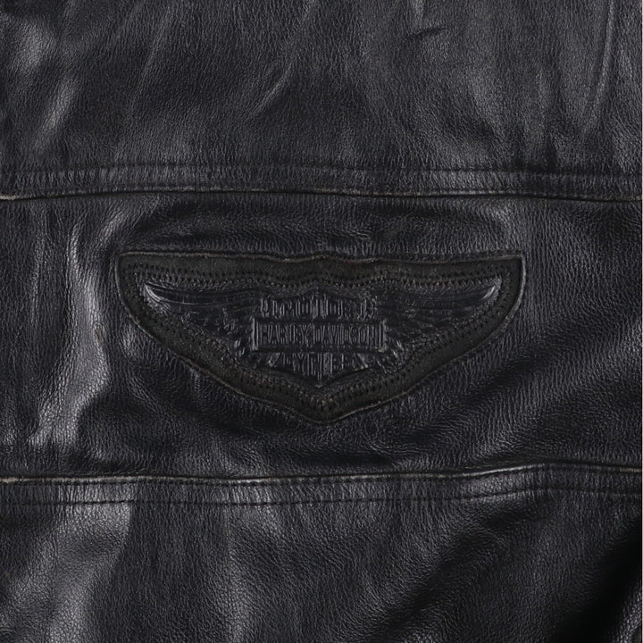 Harley-Davidson Single Rider Jacket, Men's XL genuine leather black type Vintage Second Hand