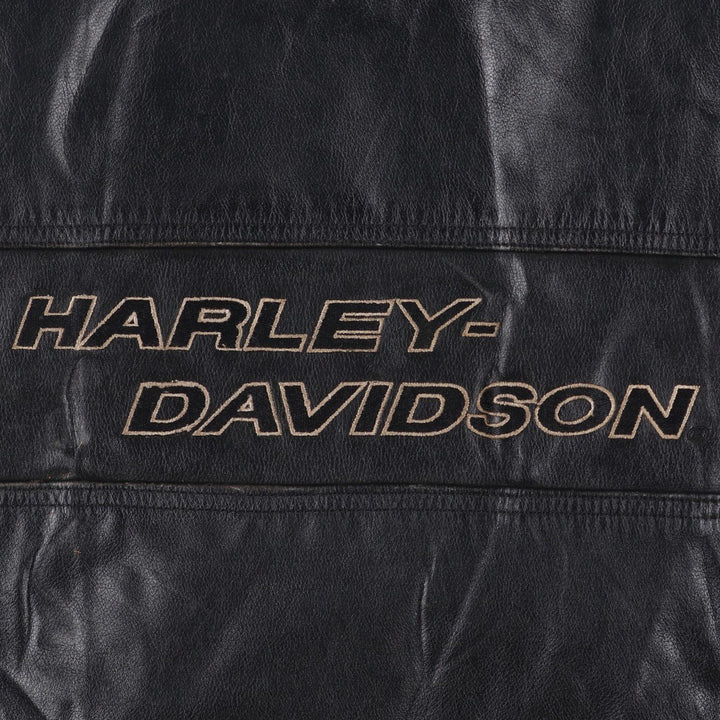Harley-Davidson Single Rider Jacket, Men's XL genuine leather black type Vintage Second Hand