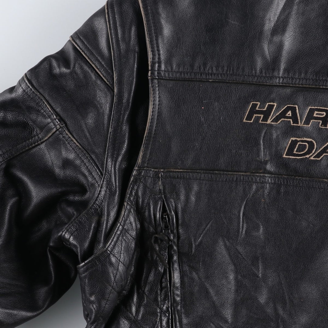 Harley-Davidson Single Rider Jacket, Men's XL genuine leather black type Vintage Second Hand