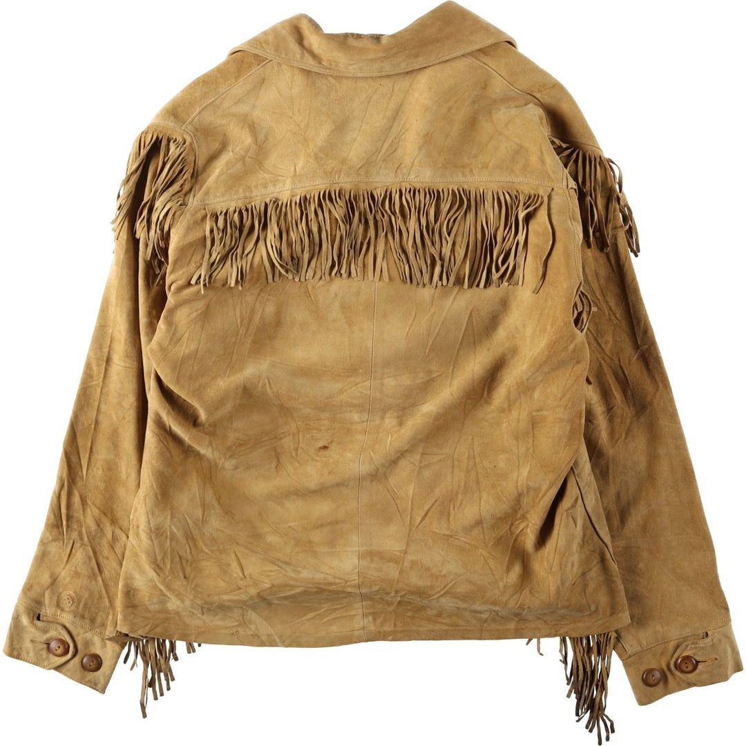 1950'S DEERSKIN TRADING POST Pullover Suede Leather Jacket with Fringe, Women's Size XL (Equivalent), Vintage unclear beige type brown Vintage Second Hand
