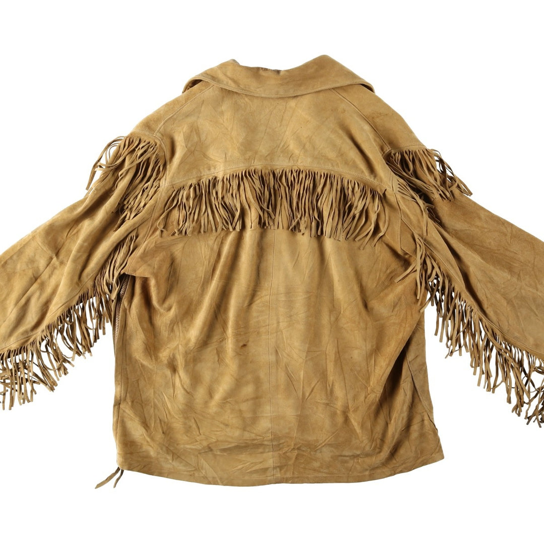 1950'S DEERSKIN TRADING POST Pullover Suede Leather Jacket with Fringe, Women's Size XL (Equivalent), Vintage unclear beige type brown Vintage Second Hand