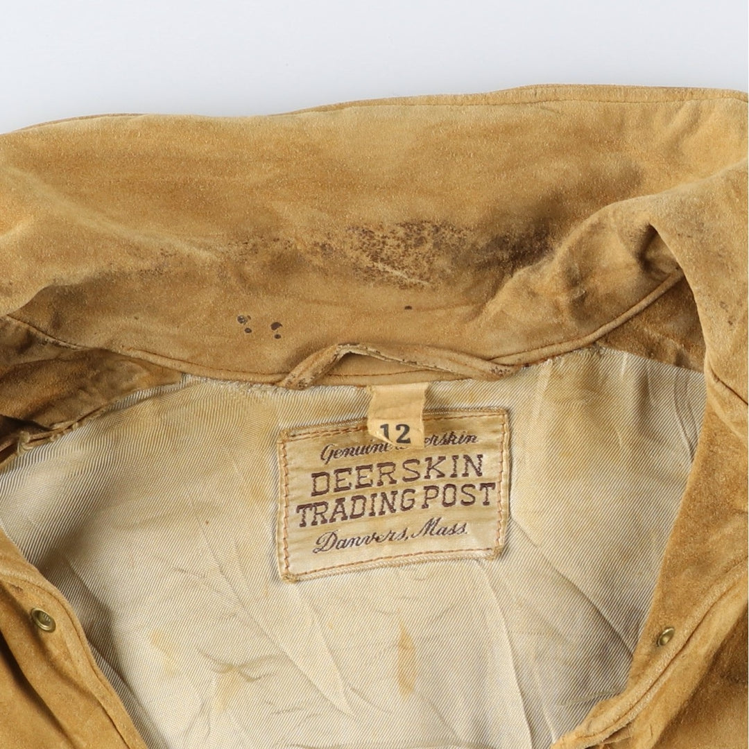 1950'S DEERSKIN TRADING POST Pullover Suede Leather Jacket with Fringe, Women's Size XL (Equivalent), Vintage unclear beige type brown Vintage Second Hand