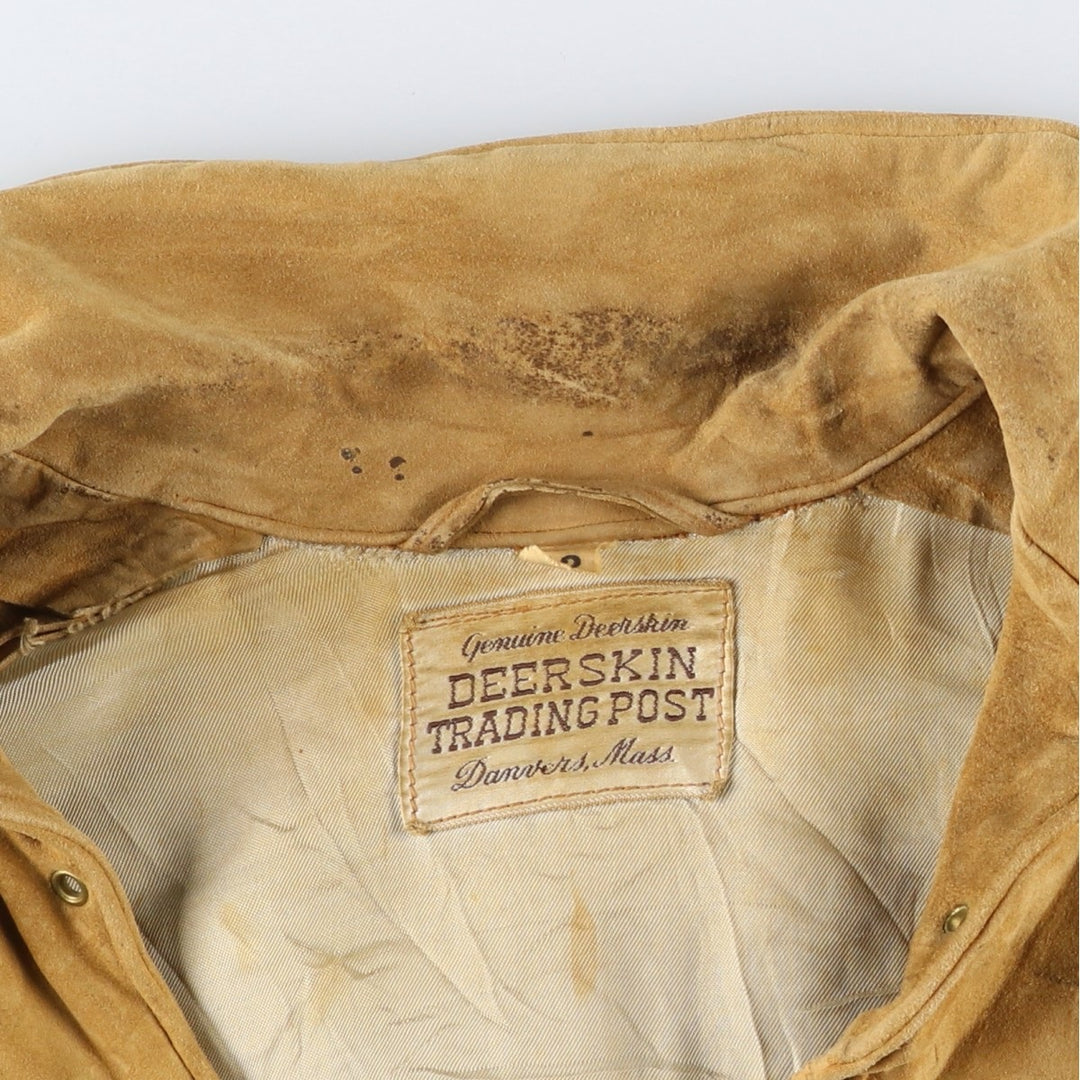 1950'S DEERSKIN TRADING POST Pullover Suede Leather Jacket with Fringe, Women's Size XL (Equivalent), Vintage unclear beige type brown Vintage Second Hand