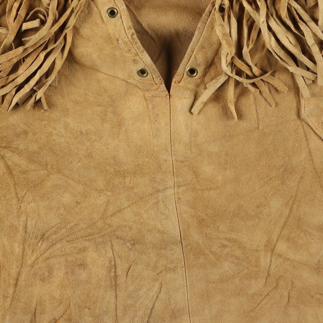 1950'S DEERSKIN TRADING POST Pullover Suede Leather Jacket with Fringe, Women's Size XL (Equivalent), Vintage unclear beige type brown Vintage Second Hand