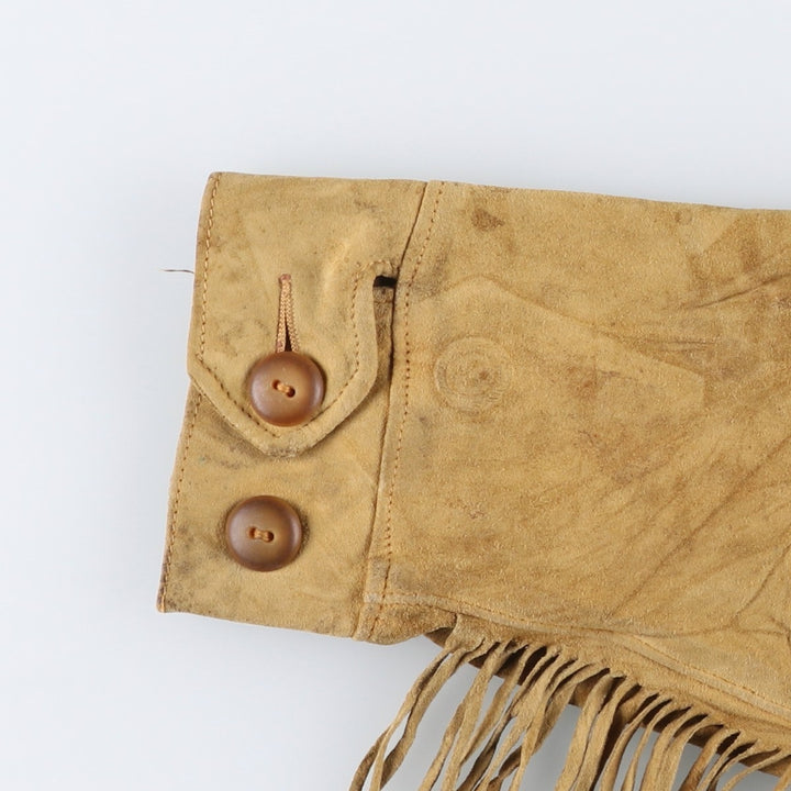 1950'S DEERSKIN TRADING POST Pullover Suede Leather Jacket with Fringe, Women's Size XL (Equivalent), Vintage unclear beige type brown Vintage Second Hand
