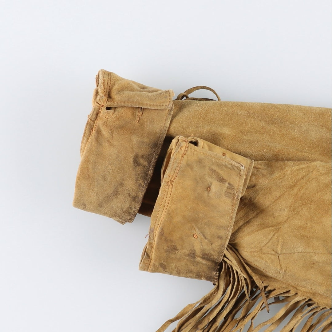 1950'S DEERSKIN TRADING POST Pullover Suede Leather Jacket with Fringe, Women's Size XL (Equivalent), Vintage unclear beige type brown Vintage Second Hand