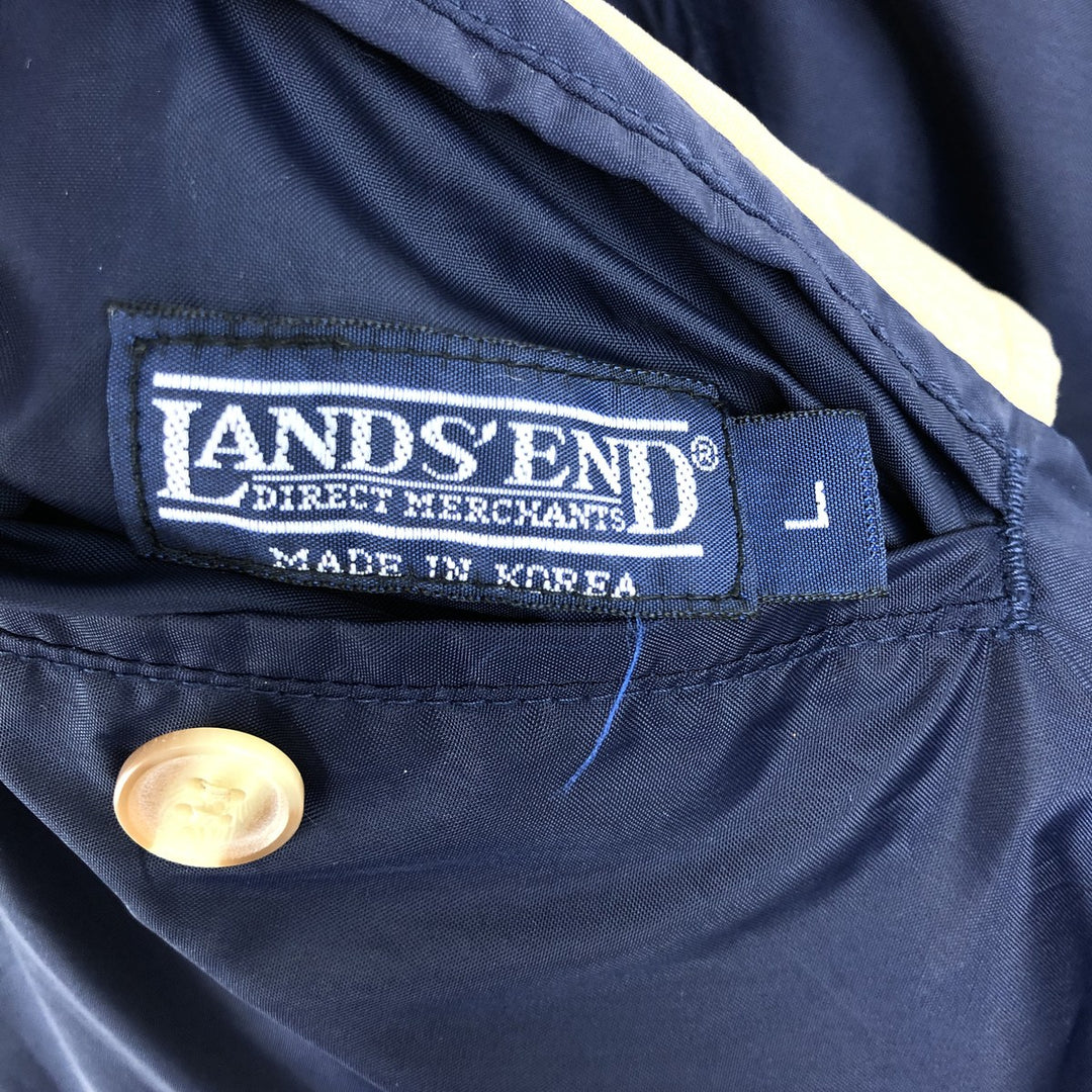 ~2000'S Lands' End Reversible Harrington Jacket Swing Top, Men's Size L (approx.) polyester Beige type Vintage Second Hand