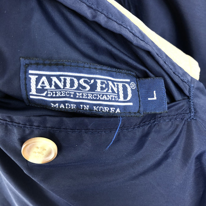 ~2000'S Lands' End Reversible Harrington Jacket Swing Top, Men's Size L (approx.) polyester Beige type Vintage Second Hand