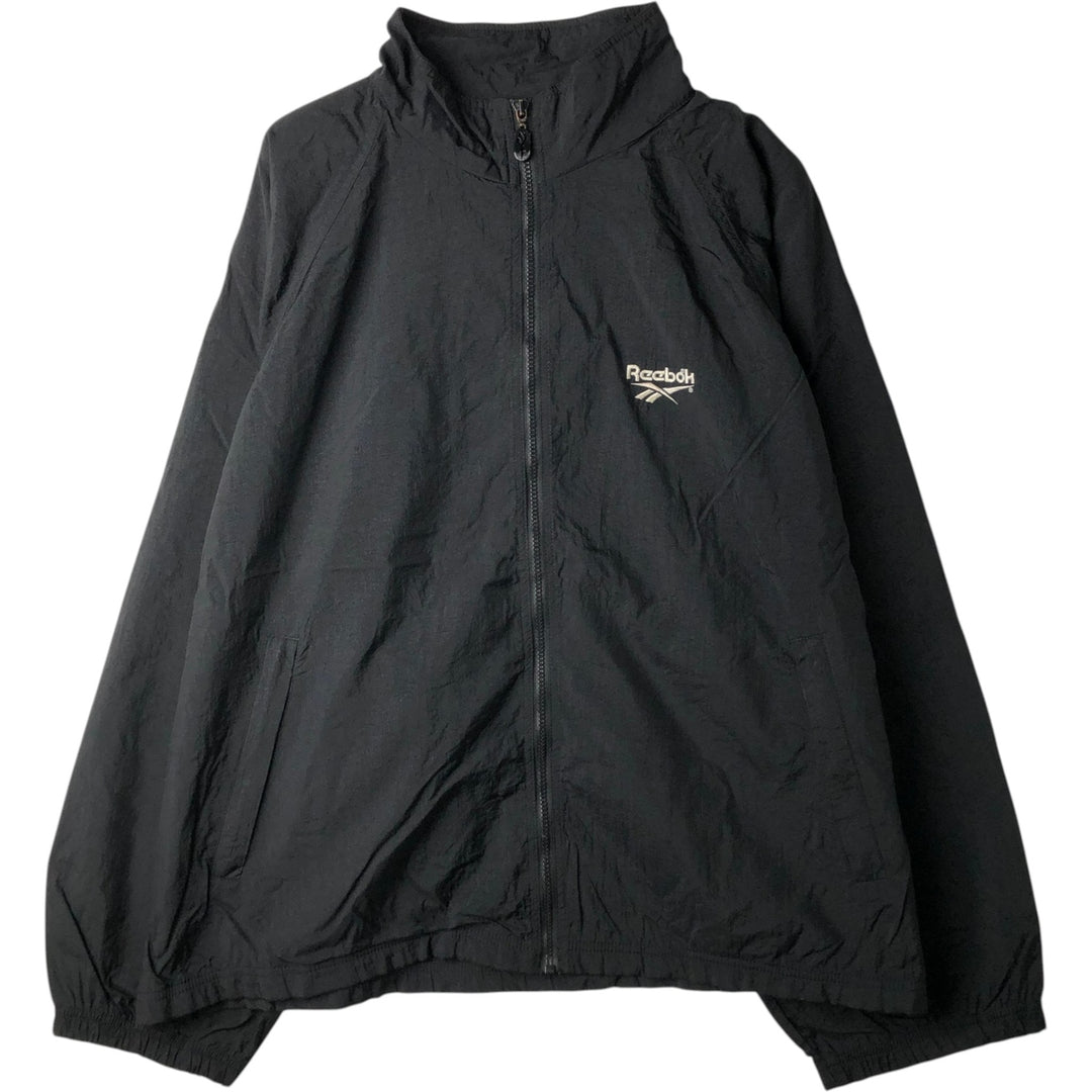 90'S Reebok Back Logo Nylon Jacket, Men's Size XL (Equivalent), Vintage Nylon black type Vintage Second Hand