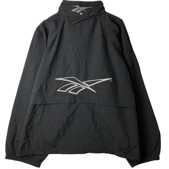90'S Reebok Back Logo Nylon Jacket, Men's Size XL (Equivalent), Vintage Nylon black type Vintage Second Hand