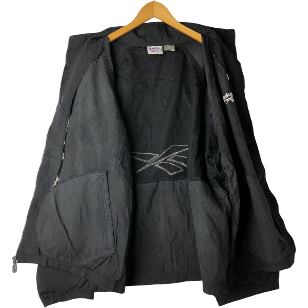 90'S Reebok Back Logo Nylon Jacket, Men's Size XL (Equivalent), Vintage Nylon black type Vintage Second Hand