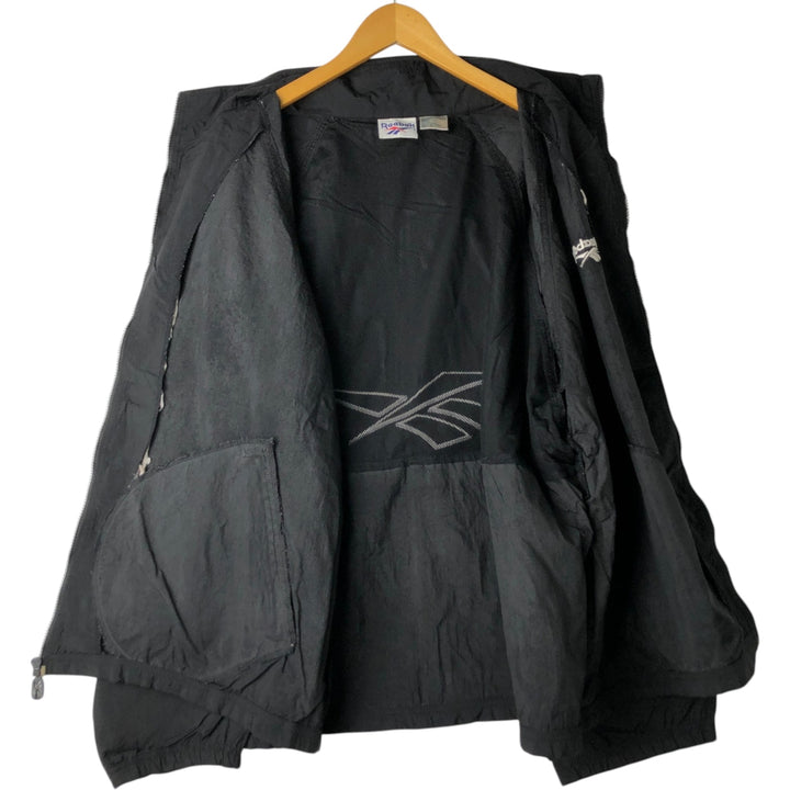 90'S Reebok Back Logo Nylon Jacket, Men's Size XL (Equivalent), Vintage Nylon black type Vintage Second Hand
