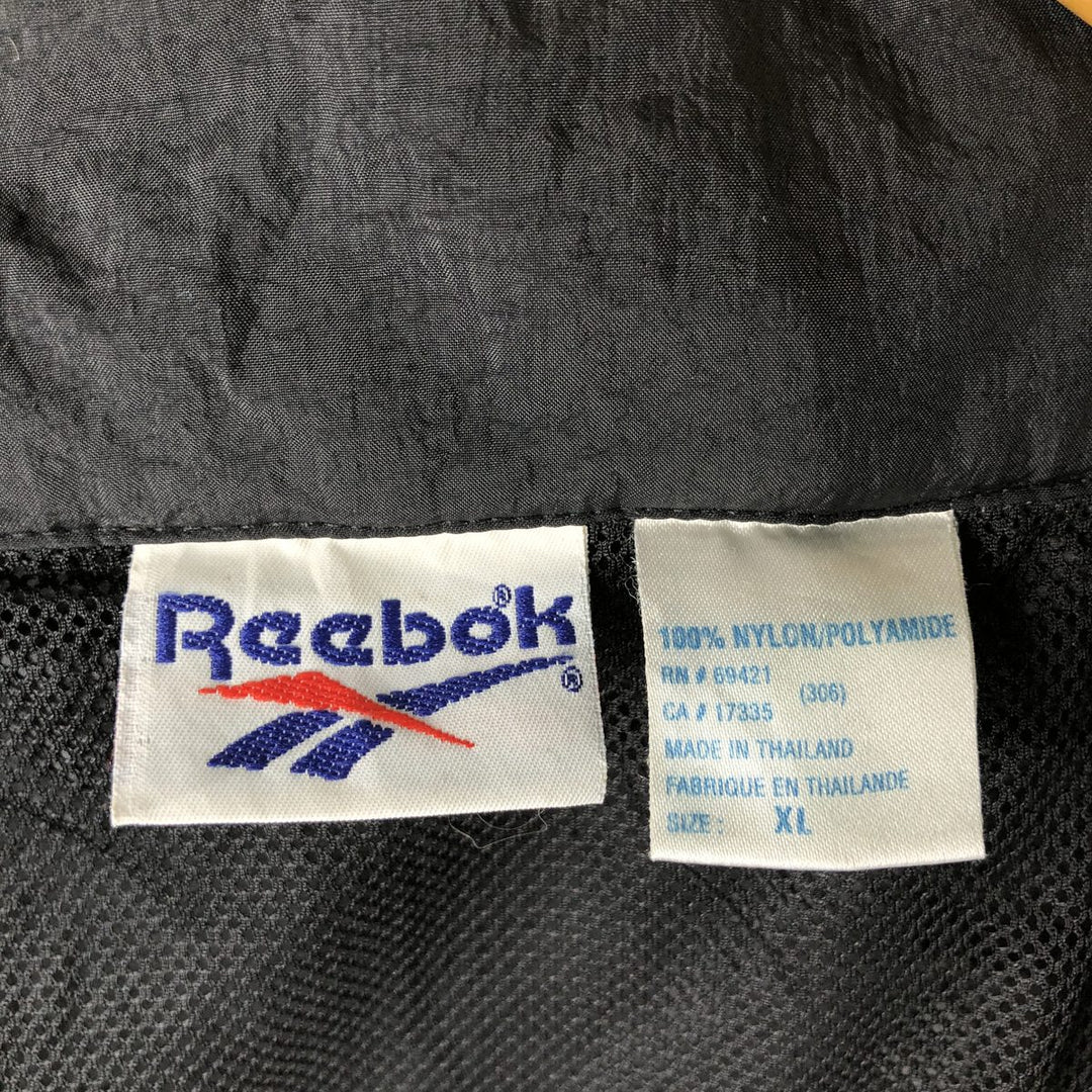 90'S Reebok Back Logo Nylon Jacket, Men's Size XL (Equivalent), Vintage Nylon black type Vintage Second Hand