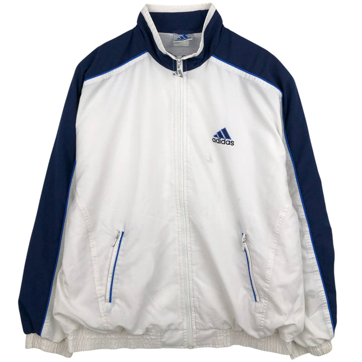 2000'S Adidas windbreaker with back logo, men's size XXL equivalent. polyester white type Vintage Second Hand