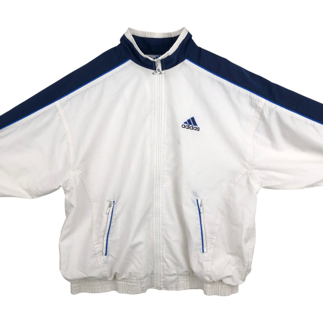 2000'S Adidas windbreaker with back logo, men's size XXL equivalent. polyester white type Vintage Second Hand