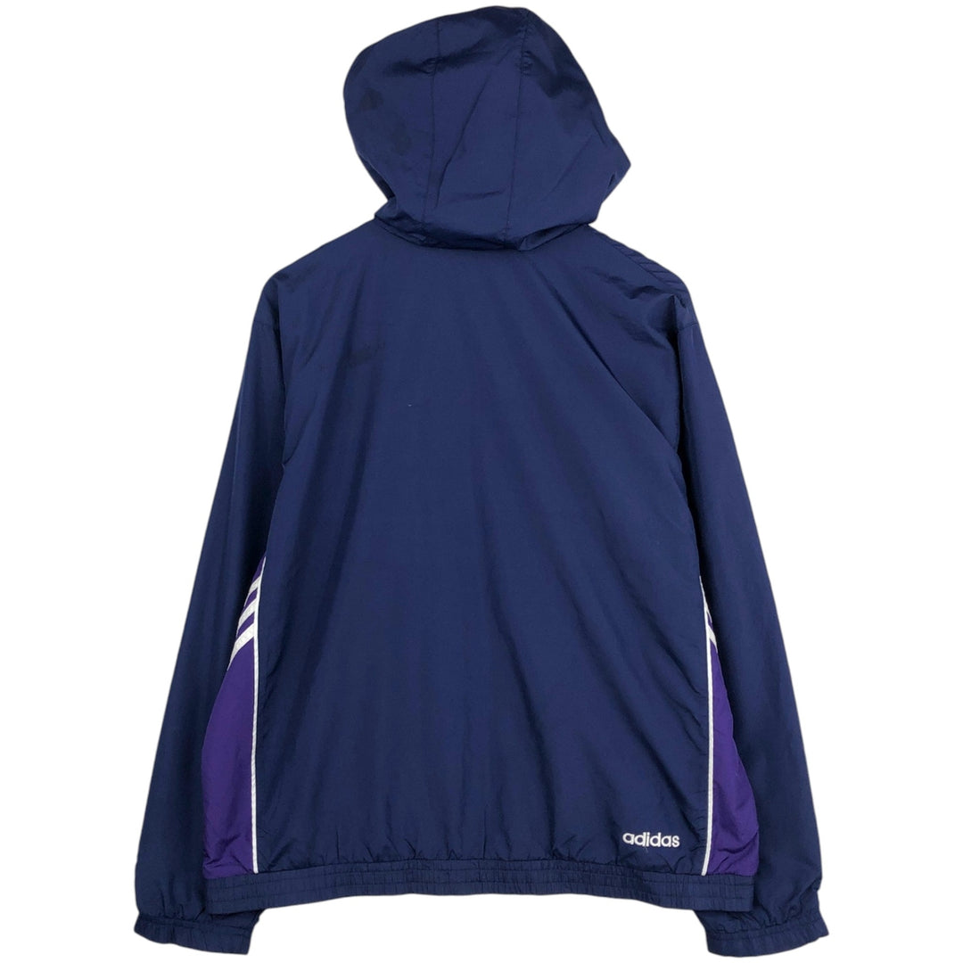 90s-era Adidas hooded windbreaker, men's size L (approx.) polyester navy blue type Vintage Second Hand