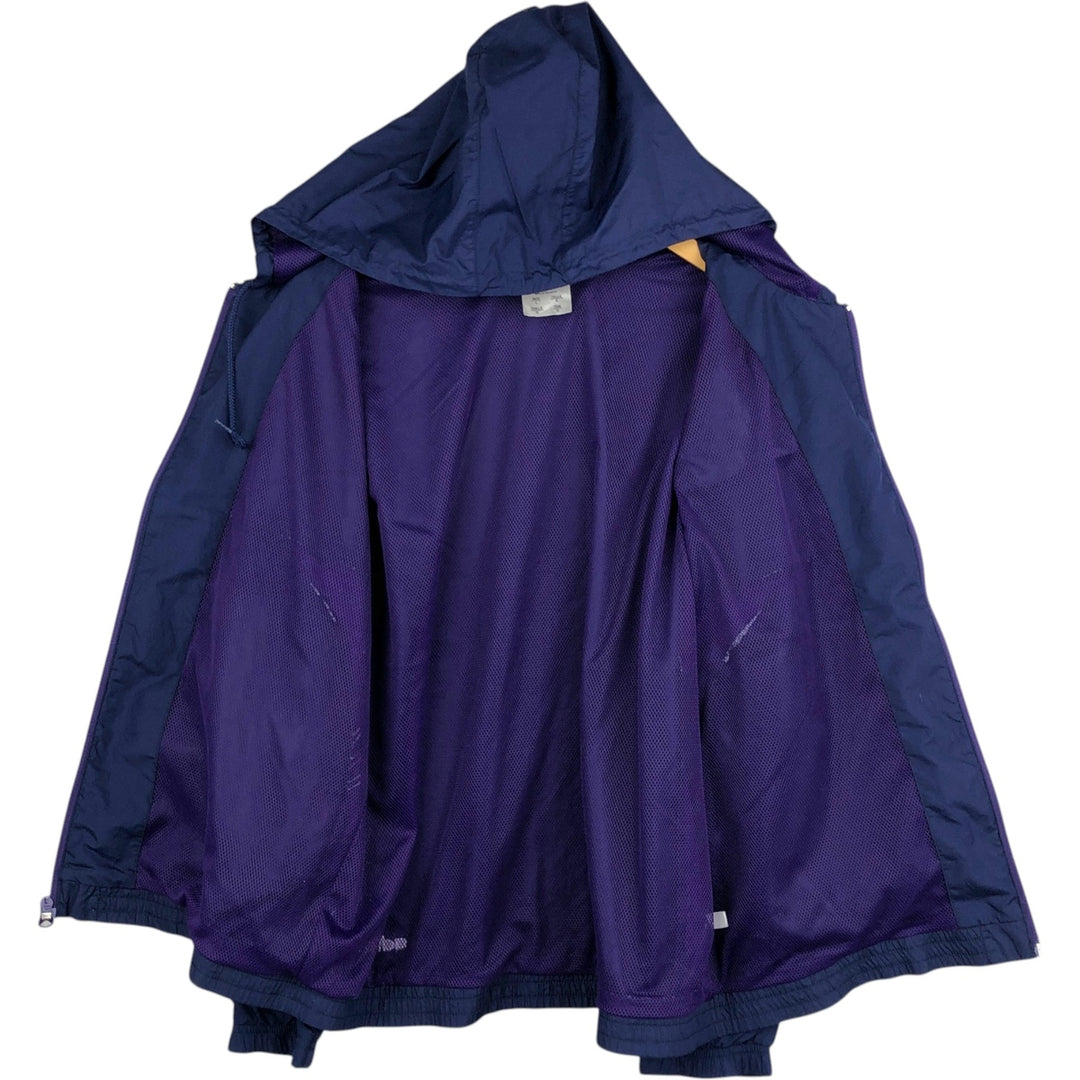 90s-era Adidas hooded windbreaker, men's size L (approx.) polyester navy blue type Vintage Second Hand