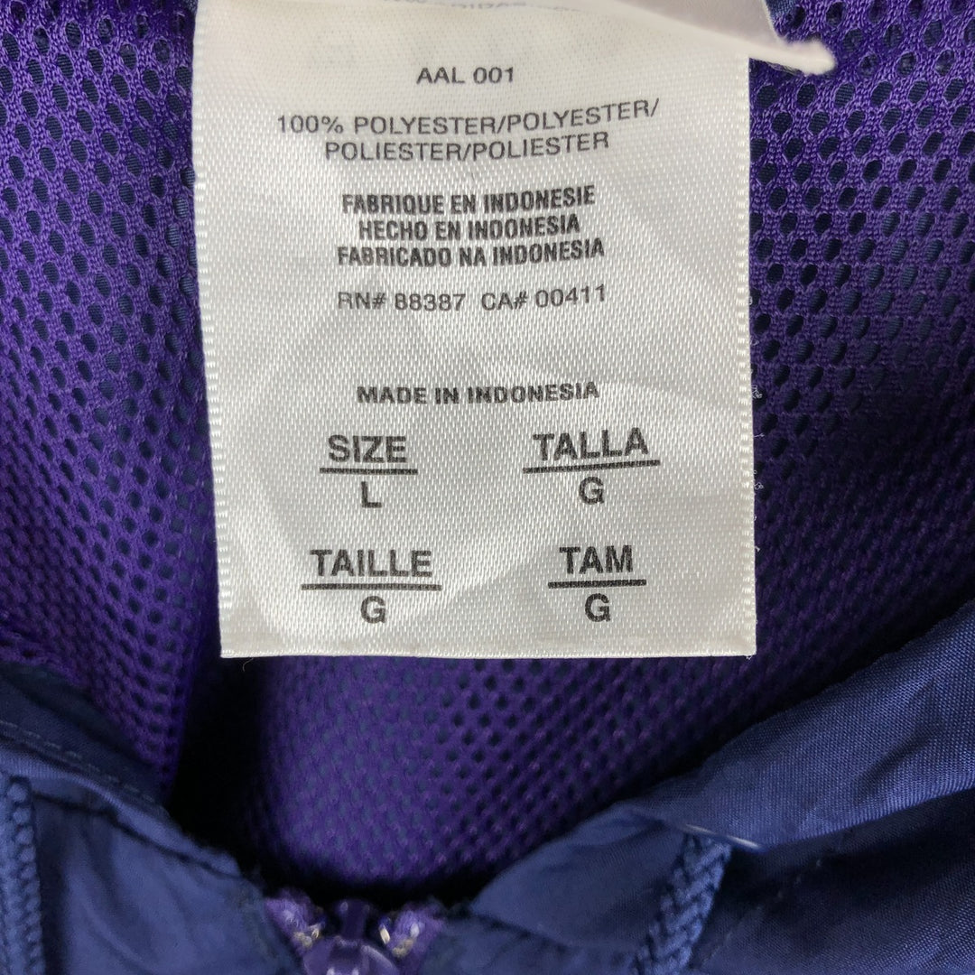 90s-era Adidas hooded windbreaker, men's size L (approx.) polyester navy blue type Vintage Second Hand