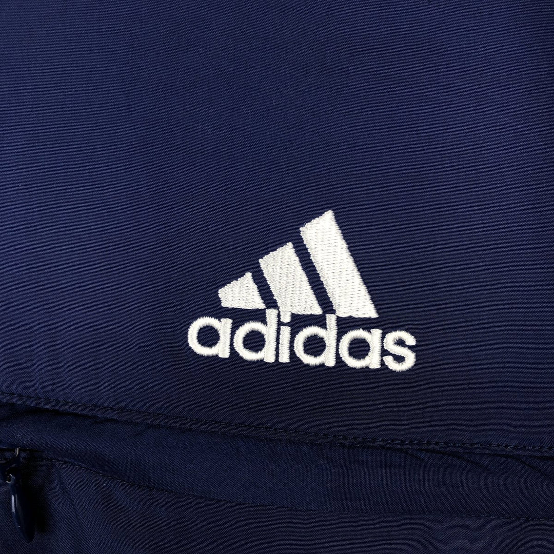 90s-era Adidas hooded windbreaker, men's size L (approx.) polyester navy blue type Vintage Second Hand