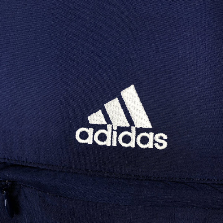90s-era Adidas hooded windbreaker, men's size L (approx.) polyester navy blue type Vintage Second Hand