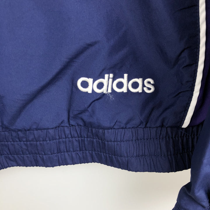 90s-era Adidas hooded windbreaker, men's size L (approx.) polyester navy blue type Vintage Second Hand