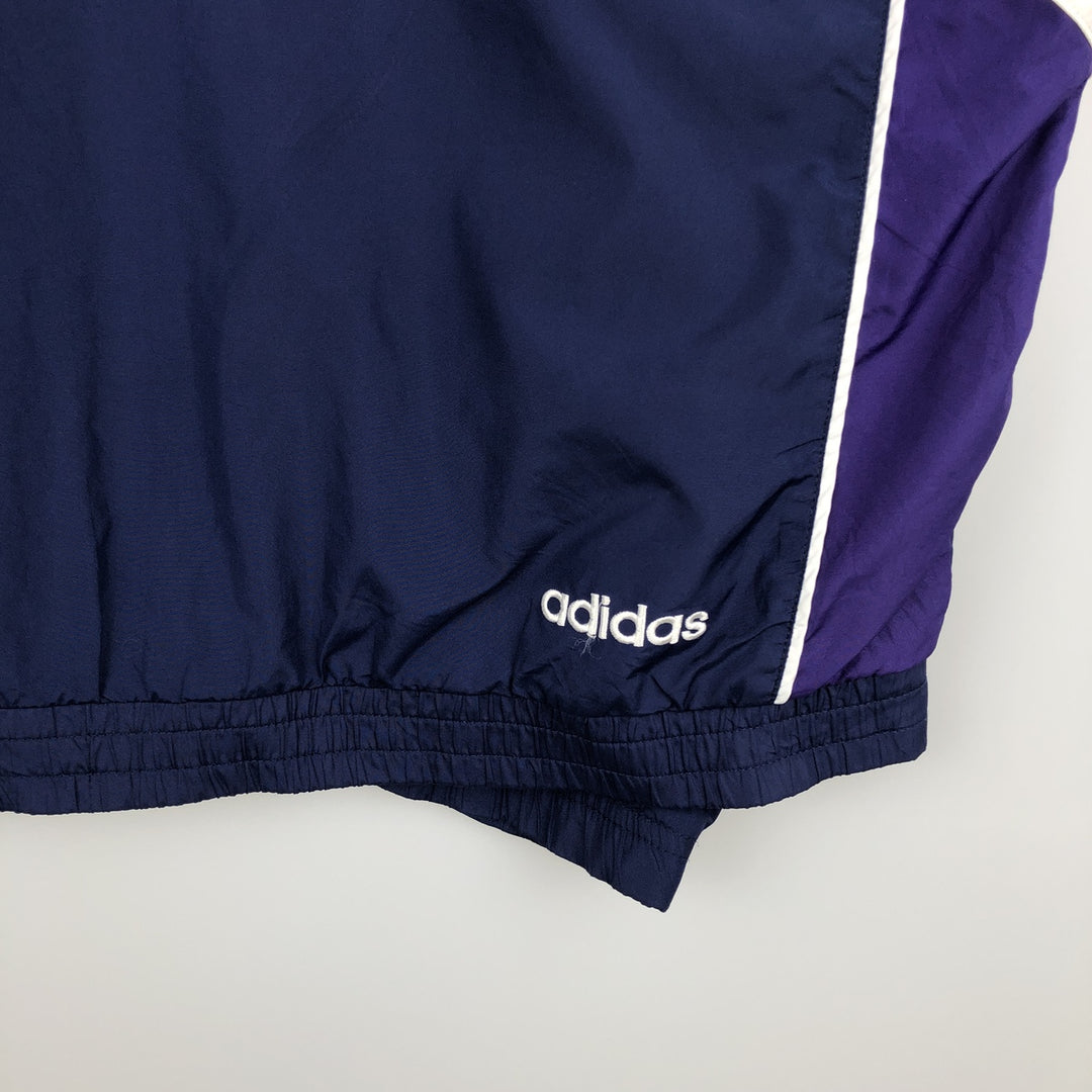 90s-era Adidas hooded windbreaker, men's size L (approx.) polyester navy blue type Vintage Second Hand