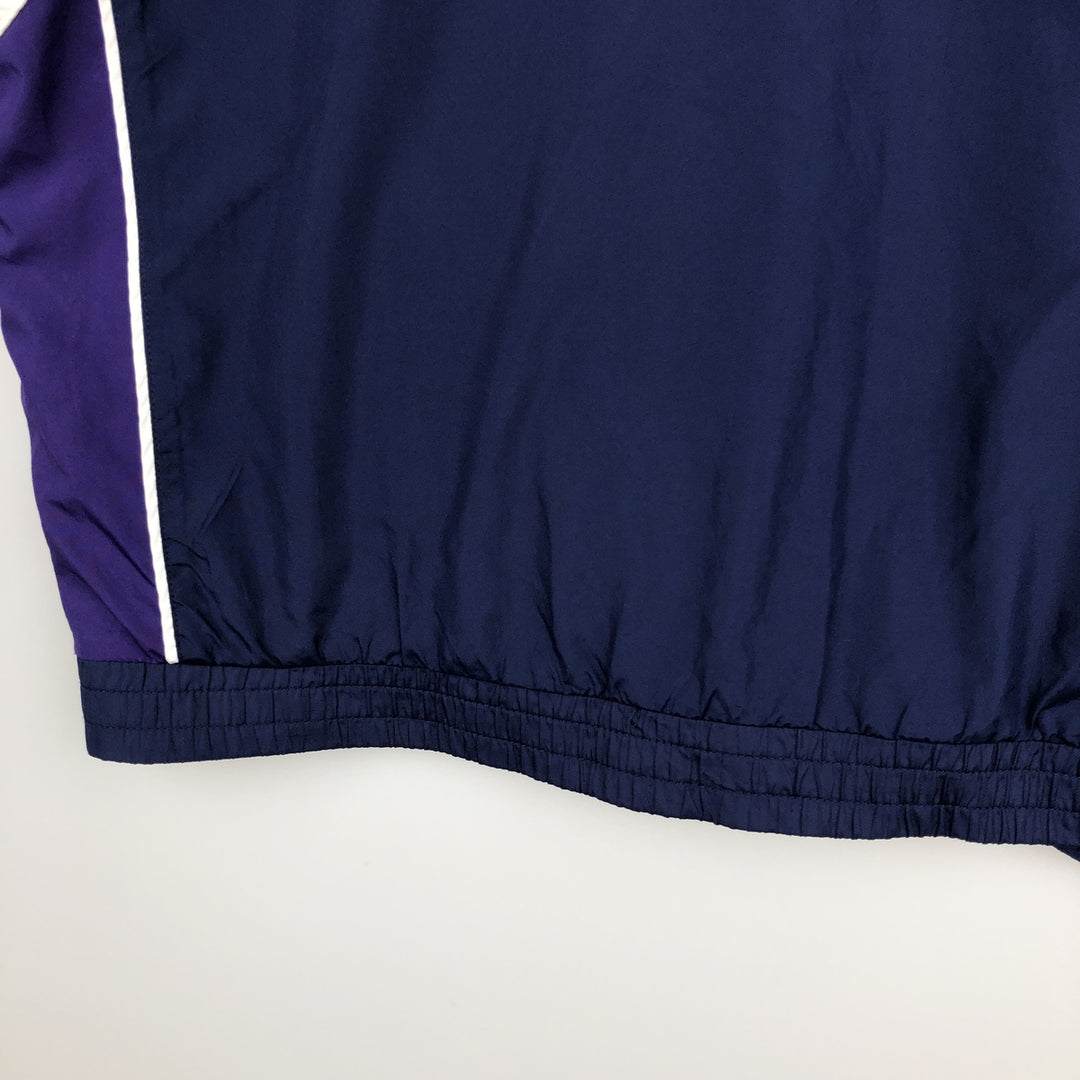 90s-era Adidas hooded windbreaker, men's size L (approx.) polyester navy blue type Vintage Second Hand