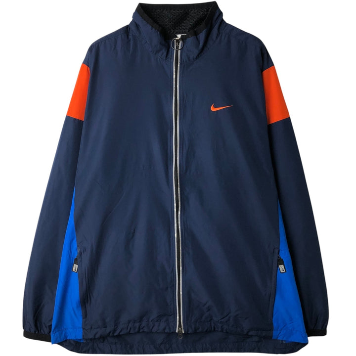 90'S Nike windbreaker, men's size XL (approx.) polyester navy blue type Vintage Second Hand