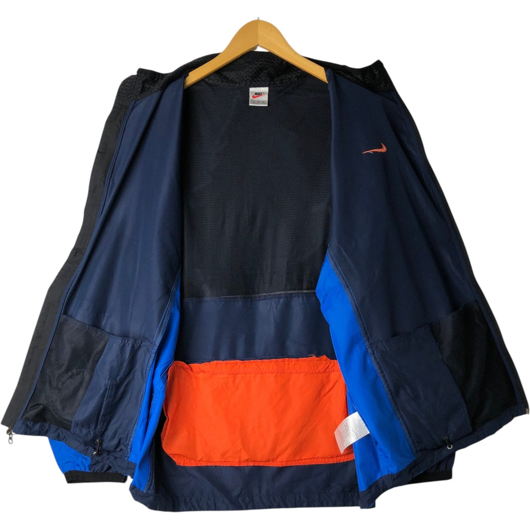 90'S Nike windbreaker, men's size XL (approx.) polyester navy blue type Vintage Second Hand
