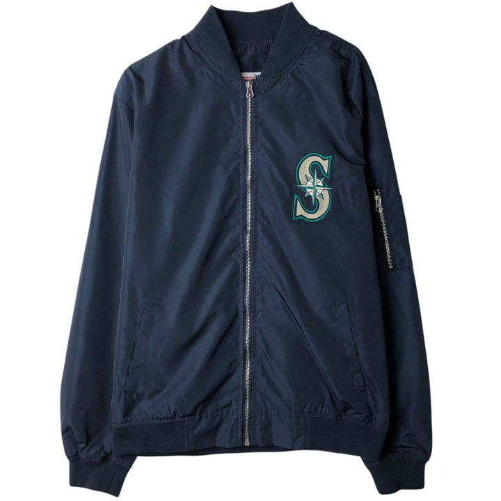 GENUINE MERCHANDISE MLB SEATTLE MARINERS Windbreaker (Men's Size L) polyester navy blue type Vintage Second Hand