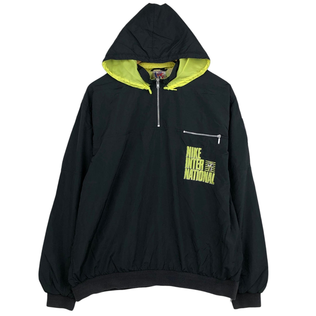 80s-90'S Nike Half-Zip Hooded Warm-Up Pullover, Men's Size XL (Equivalent), Vintage unclear black type Vintage Second Hand