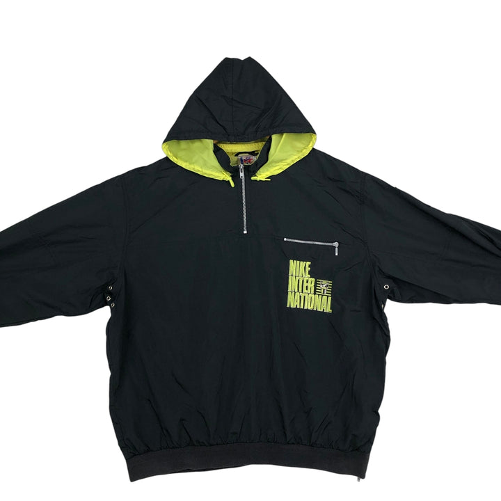 80s-90'S Nike Half-Zip Hooded Warm-Up Pullover, Men's Size XL (Equivalent), Vintage unclear black type Vintage Second Hand