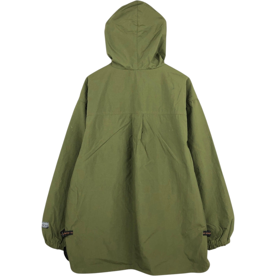 80s-90'S Adidas Half-Snap Hooded Nylon Pullover, Men's Size L (approx.), Vintage Nylon Khaki type Vintage Second Hand